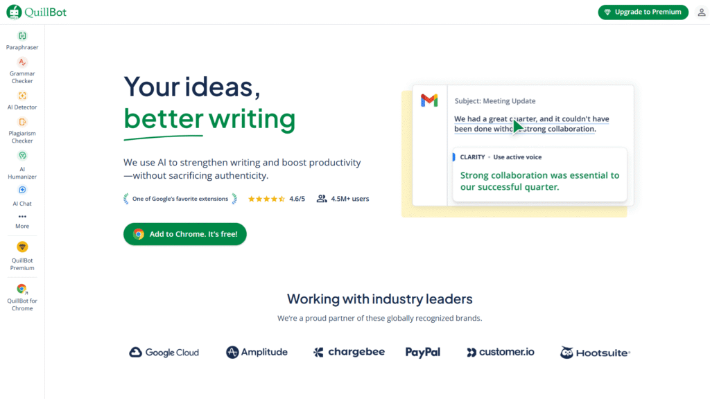 Quillbot Home Page