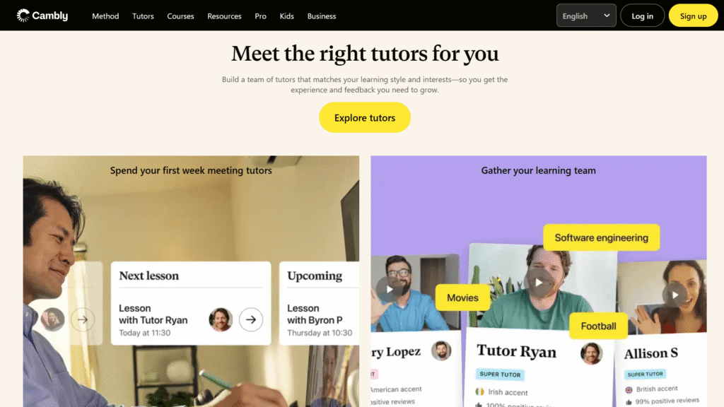 Cambly AI English Speaking Home