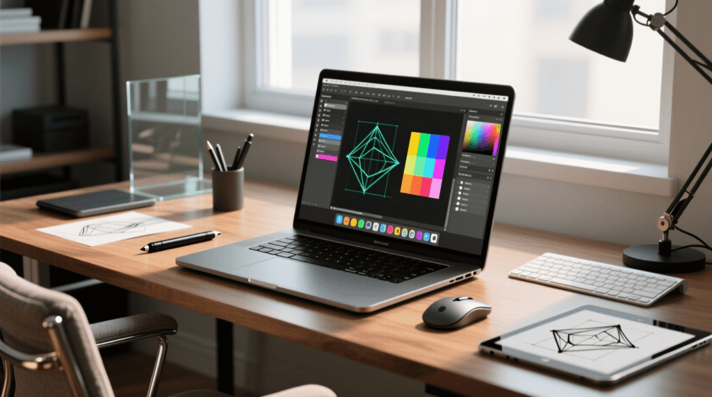 Best AI tools for graphic design shown through a modern digital visual workspace