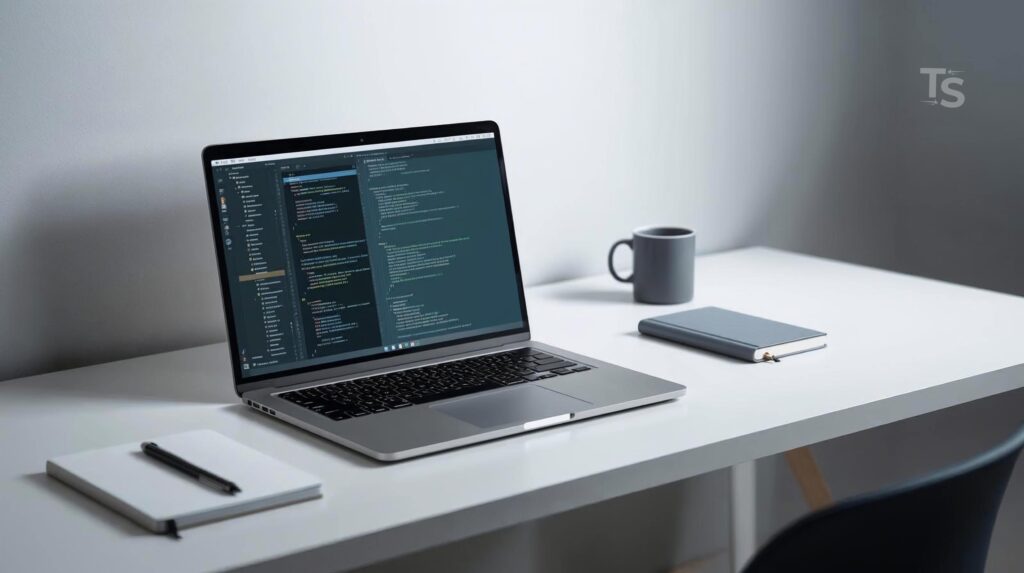 Professional web development workspace using AI tools