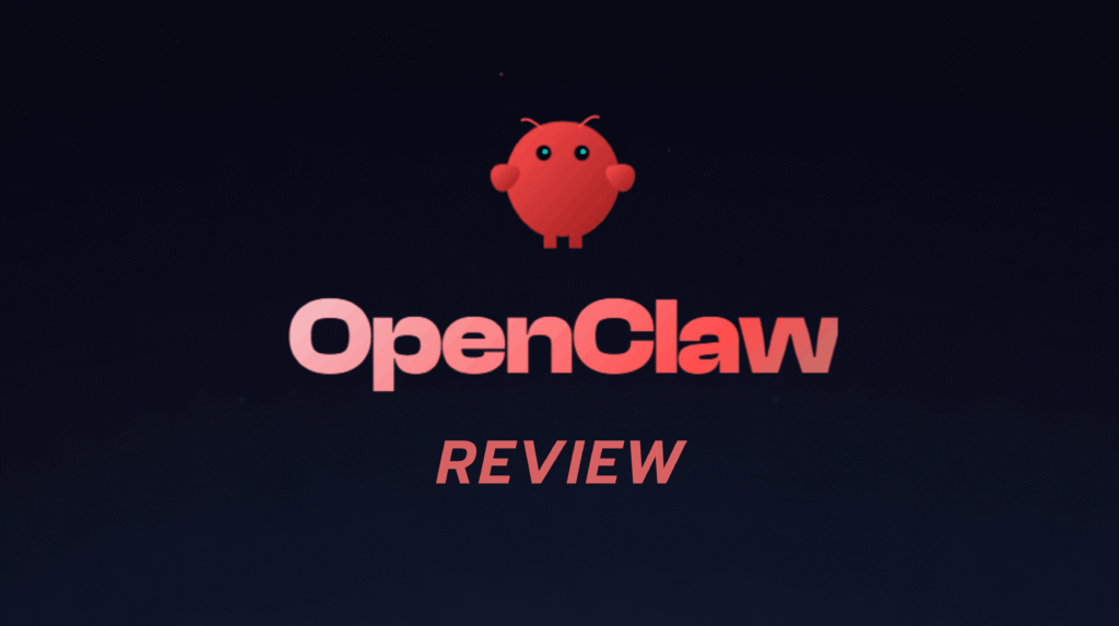 Dark navy gradient background with soft center glow for OpenClaw review featured image