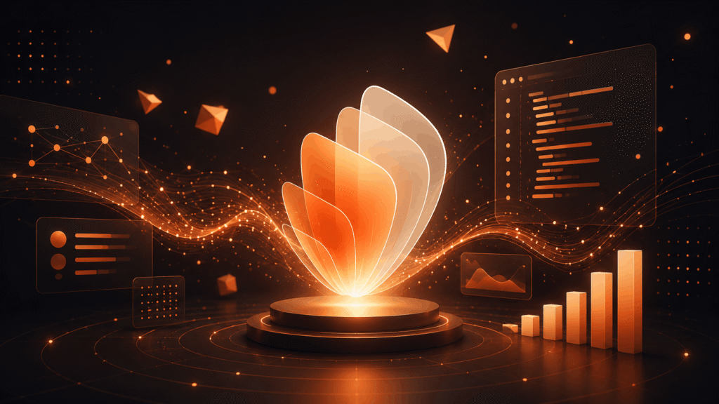 Concept artwork illustrating the Claude Sonnet 5 release with abstract visuals symbolizing improved AI capabilities, coding, reasoning, and performance.